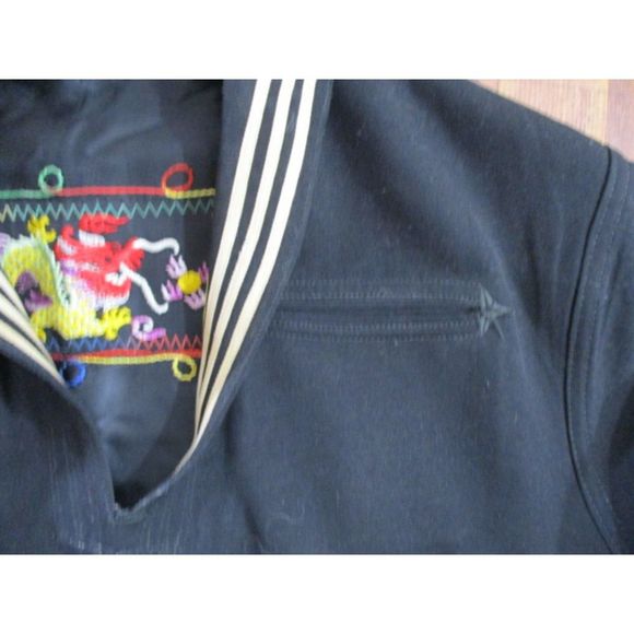 Vintage Authentic Dress Blue Military Shirt Zipper side Cosplay - Picture 5 of 10